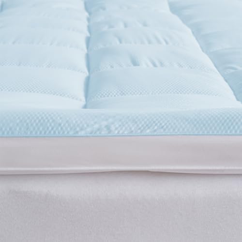 Great Bay Home Twin Cooling Mattress Topper. Thick, Elastic Corner Mattress Pad. Ultra-Soft Cooling