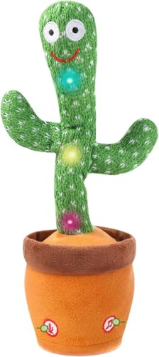 CARROUSEL Talking Cactus Toy Singing Dancing Repeating Cactus Toy for Baby Toddler 6 to 12 Months Interactive Plush Basby Sensory Toy for Boys Girls Birthday Present Gift Age 3+