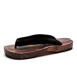 VENYAA Chanclas para Hombres,Verano Japonés Tradicional Zuecos Geta Zapatillas Chanclas Kimono Zuecos de Madera Playa Sandalias(Size:EU 46,Color:Black+1)