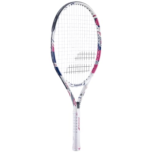 Babolat, Tennisschläger Modell B Fly, Größe 23', Weiß/Rosa, Schutzhülle inklusive, Leicht und wendig, Ideal für Anfänger, Integrierte Lehrhilfen, Geeignet für Spieler von 125 bis 135 cm