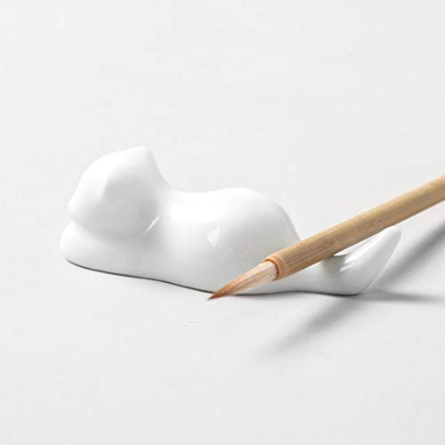 EXCEART 2Pcs Projeto Do Gato Do Estilo Japonês de Cerâmica Pauzinhos Colher Resto Titular Pincel de