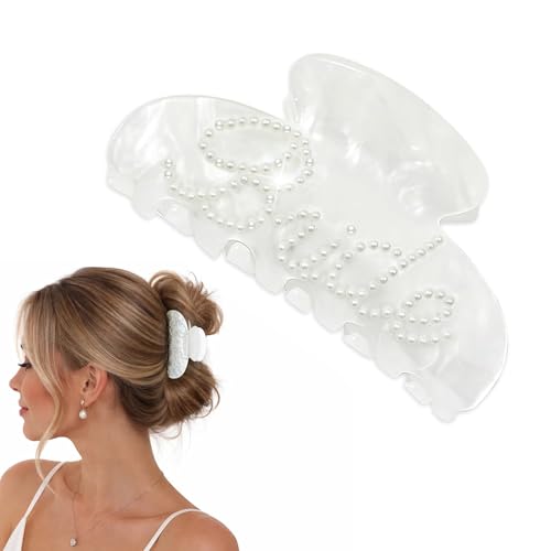 Fohufo Brides Gift Hair Clip - Bride To Be GiftsBride Accessories Pearl Shiny Acrylic Hair Claw Clip Barrettes Bachelorette Party Decorations Engagement Gifts Bridal Shower Wedding gift