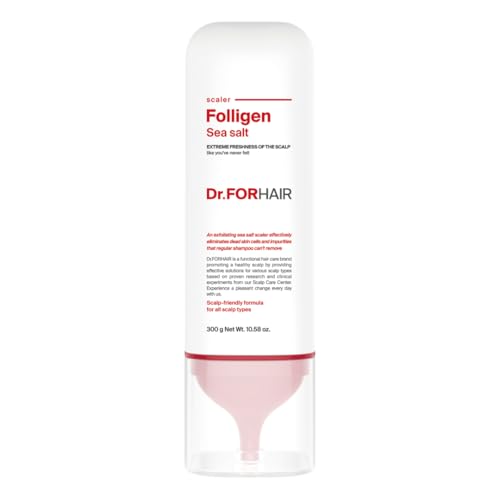 Dr.FORHAIR Folligen Meersalz-Scaler, koreanische Haarpflege, Kopfhautpeeling und Kopfhautpeeling, beseitigt Talg, Verunreinigungen, Geruch, pflegt und erfrischt, 313 ml