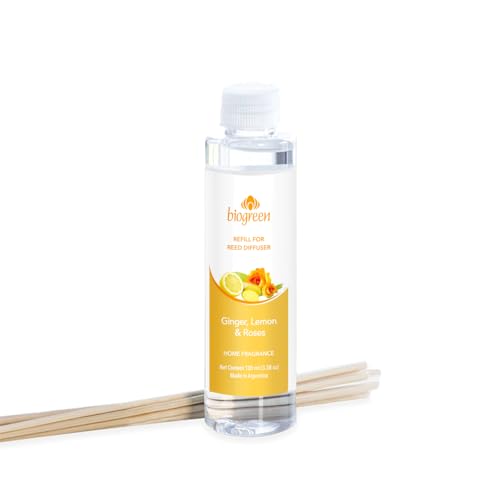 Biogreen Refill for Reed Diffuser – Ginger, Lemon & Roses – 3.38 fl oz