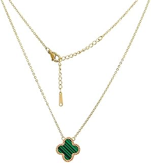GAUEIOUR Lucky Clover Necklace,Women's Titanium Steel Necklace, Simple Design Style, Delicate Four Leaf Clover Jewelry, Lucky Symbol, Lucky Jewelry for Girls and Ladies