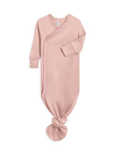 Image of Colored Organics Baby 100% Organic Cotton Newborn Knotted Gown - Infant Indy Kimono Wrap Front Tie Knot with Mitten Cuffs
