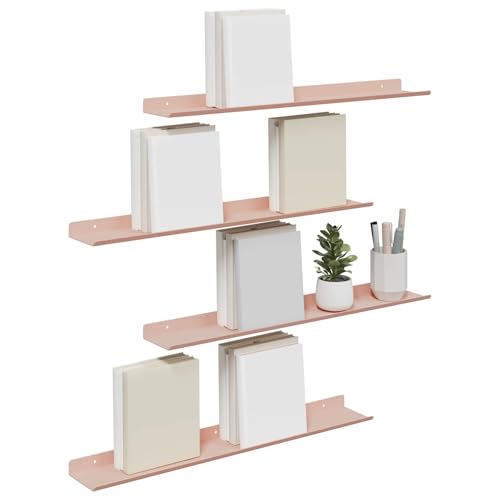vidaXL Étagère Murale avec étagère 4 pcs Rose 60 x 9 x 2,5 cm, Étagère murale rectangulaire, minimaliste, pour salon, solution de rangement durable, organisateur élégant