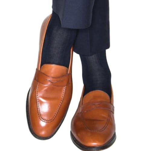 Trafalgar Men's Jasper Ribbed Over The Calf Solid Color Mercerized Cotton Socks3