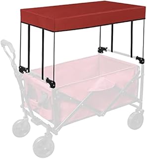 Collapsible Wagon Cart Awning Canopy, Outdoor Folding Trolley Cart Accessory Push Pull Wagon Cover for Shopping Garden Camping Beach Cart (0.78IN, Red)