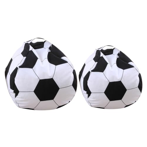 Toyvian 2pcs Soccer Plush Toy Storage Bag Organizer for Boy Girl Large Capacity Soft Storage for Toys Clothes and Books Fun Soccer Design for Home Travel and Outdoor Use