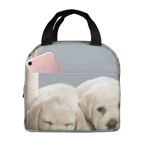 断熱ランチバッグ 大容量 防水 熱漏れ防止 おしゃれで丈夫 仕事、学校、アウトドアに便利 男女兼用 (ラブラドールの子犬、たくさんの犬)