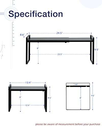 Nxconsu Expandable Cabinet Shelf Organizer Storage Rack Shelf Riser for Kitchen Pantry Cupboard Bathroom Under Sink Counter Countertop Desk Space Saver Freestanding Stackable Heavy Duty Nonslip - Image 3