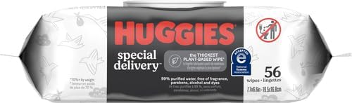 Huggies Special Delivery Hypoallergenic Baby Wipes, Unscented, Safe for Sensitive Skin, 99% Purified Water, 1 Push Button Pack (56 Wipes Total) Unscented 56 Count (Pack of 1)