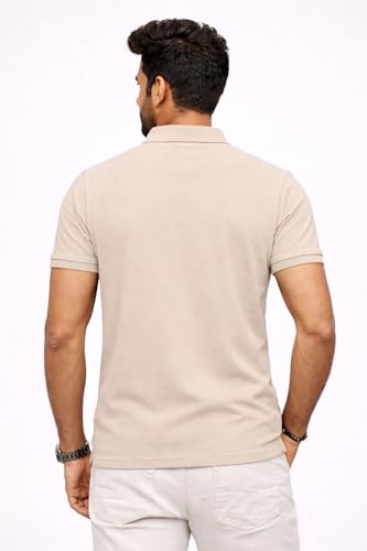 Image of Premium Pique Cotton Pocket Polo T-Shirt for Men | 210-220 GSM | Regular Fit | 2-Button Placket | Soft Breathable Fabric | XS-3XL