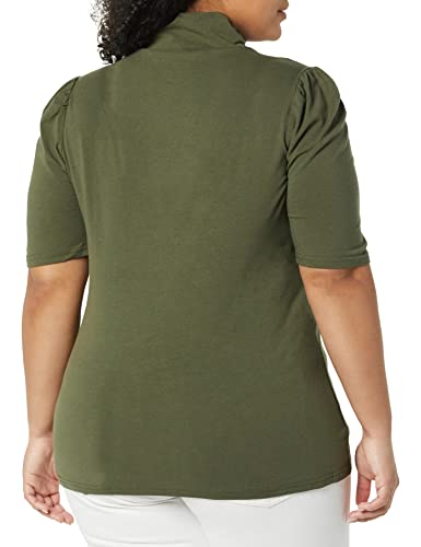 Image of Amazon Essentials Women's Cotton Modal Draped Puff Sleeve Turtleneck