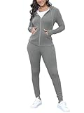 Nimsruc Two Piece Outfits for Women Casual Bodycon Sweatsuits Long Sleeve Jogging Suits Set Matching Clothing Tracksuit Grey M