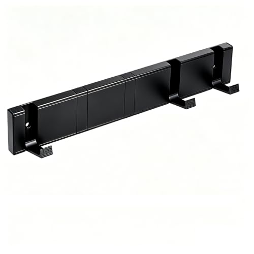Coat Rack Wall Mounted, Heavy Duty Wall Coat Hooks Black Metal Coat Hanger with 5 Foldable Hooks Coat Rack Hanging Rail Storage Organizer for Hallways, Behind Doors, Entryways, Bathrooms