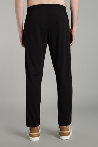Image of SWADESI STUFF Men's Cotton Blend Track Pants, Black, Comfort Fit with Drawstring, Side Pockets for Regular Wear, Sports, Joggers