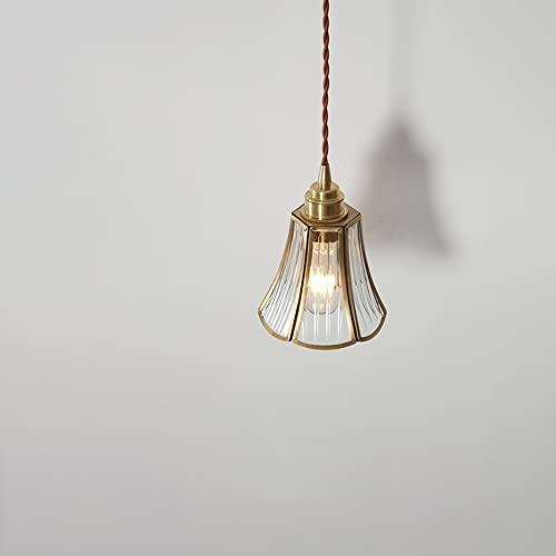Pendentif en verre méditerranéen suspension laiton E27