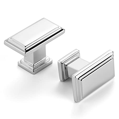ASKANO Rectangular Polished Chrome Cabinet Knobs 1-1/2 Inch 10 Pack K2206