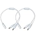2Pack White 1 Male to 2 Female Way DC Power Splitter Cable Barrel Plug 5.5x2.1mm for CCTV Cameras LED Light Strip and more