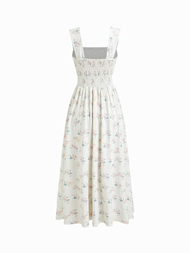 Image of CIDER Womens Floral Smocked Dresses Square Neck Long Midi Sundress