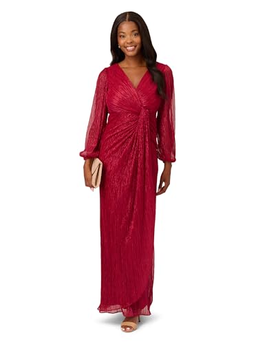 Image of Adrianna Papell Women's Metallic Mesh Draped Gown