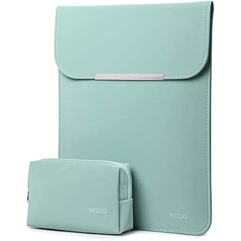 HYZUO 13 Inch Laptop Sleeve Compatible with MacBook Air M2 A2681 13.6" Display, MacBook Air 13 M1 2018-2022, MacBook Pro 13 M2/A2686 M1/A2338 2016-2022, XPS 13, Surface Pro 9/8, Mint Green-Metal Strip Cover