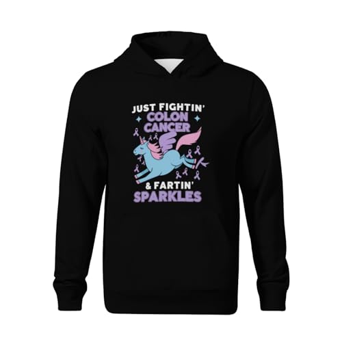 Kids Retro Colon Cancer Funny Unicorn Farting Sparkles Boys Girls Lightweight Kangaroo Pocket Fleece Hoodies2