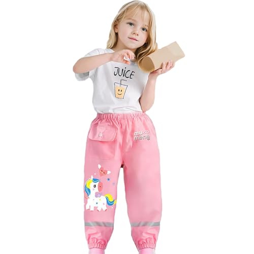 Image of Toddlers Boys Girl Rain Pants Waterproof Dirty Proof Trousers Kids Rain Poncho Hood Rainwear Jacket Coat 1-12Years