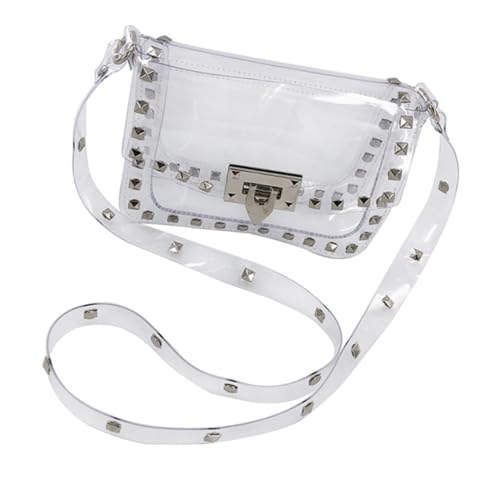 Sac à bandoulière transparent avec rivets métalliques de style rock