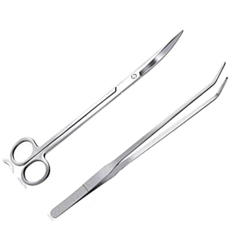 水槽 カーブピンセット ハサミ 2点セット ロング 27cm 水草 トリミング アクアリウム ハーバリウム制作用 爬虫類飼育長いサイズ 細かい鋏 25cm ステンレス 実用 便利 水族館用 収納バッグ付き 水槽管理多機能
