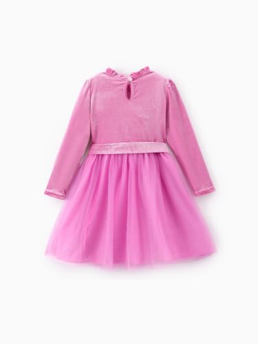 Image of Disney Girls' Tulle Tutu Dress Birthday Party Outfit Baby /Toddler | Officially Licensed, Frozen Elsa, Minnie, Princess, Velvet Top with Belt, Multi-Layer Mesh Skirt, Ruffle Long Sleeve Clothes