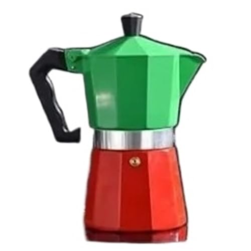 Genérico Cafetera de aluminio Moka, percolador café expreso estilo italiano for uso doméstico y al aire libre, Picnic(Red green-300ml)