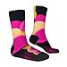 XZDWPY Modern Pink And Yellow Unisex Mid-Calf Socks 2 Black-2 Polyester Skin-Friendly Moisture-Wicking Fashionable Crew Socks
