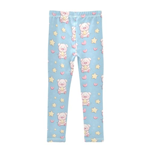 Girls Leggings Pig Star Cute Kids Length Leggings Pants Athletic Yoga Pants Blue Toddler Tights Trousers 4T2
