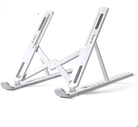 Adjustable Laptop Stand for Desk Foldable Portable Laptop Riser with Ten-Degree Angle Free Adjustment ABS+Silicone Laptop Accessories for Laptops,Tablets White