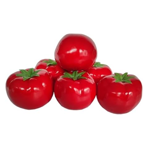 Ebonee Artificial Tomato Lifelike Veggies Simulation Tomatoes Model for Home Kitchen Decor, Fake Fruit Vegetable Decoration for Food Photo Props Party Decor (6 Pack) Cover