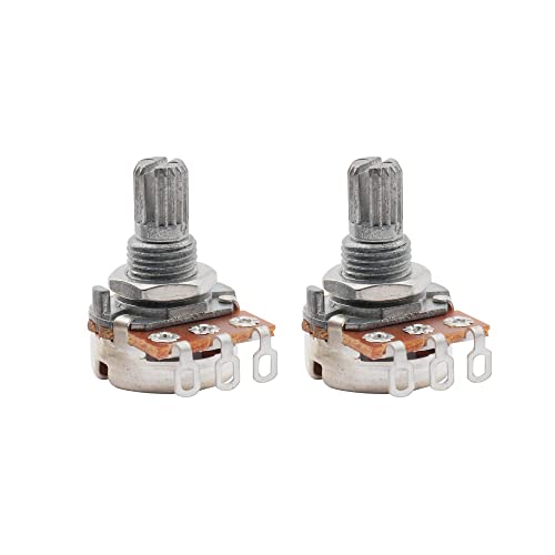 Musiclily B250K Mini Metric Coarse 18-Spline Split Short Shaft Pots Linear Taper Potentiometers for Electric Guitar Bass (Set of 2)