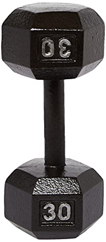 Image of amazon basics Cast Iron Hexagon Fixed Dumbbell, 15.9 Kgs (35 pounds) Black
