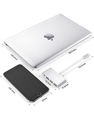 image for LENTION 4-in-1 USB-C Hub with Type C, USB 3.0, USB 2.0 for 2024-2016 M