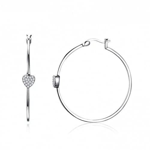 Boucles d'oreilles cœur en cristal transparent et grand cercle de mariage pour femmes raffinées