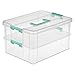 Sterilite Convenient Small Home 2-Tiered Layer Stack Carry Storage Box with Colored Accent Secure Latching Lid, Clear (8 Pack)