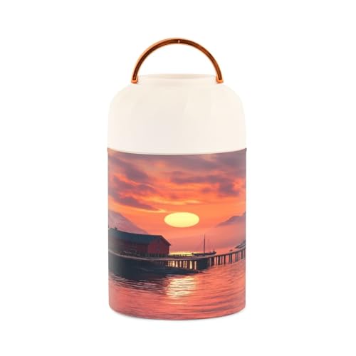 Termo de comida de 500 ml en acero inoxidable con boca ancha y cuchara plegable 3