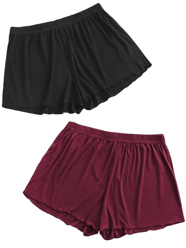 Image of Floerns Women's Plus Size Solid Pajama Shorts 2 Pack Soft Lounge Sleep Shorts