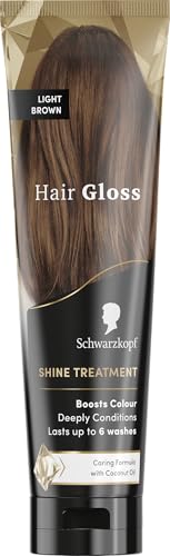 Schwarzkopf Hair Gloss Shine Treatment Light Brown 150ml Semi-Permanent Hair Dye Temporary Hair Treatment to Condition and Colour Hair Contains Coconut Oil Enhances Colour and Reduces Breakage