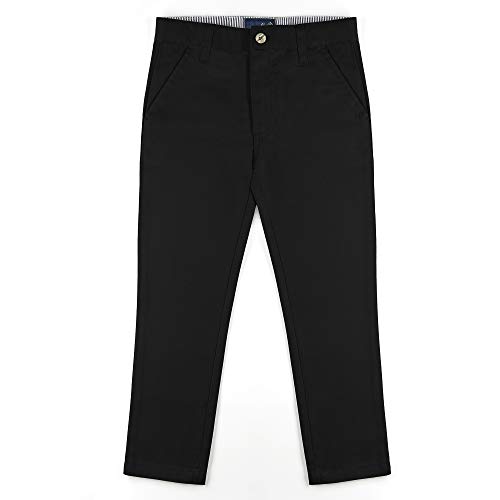 Buyless Fashion Boys Pants Flat Front Cotton Slim Fit Casual Straight Cut - 19S1824-F-BLK-2 Black