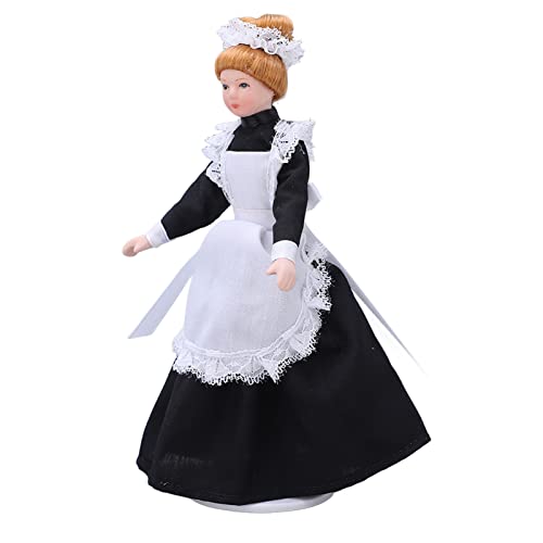 Ritoeasysports 1:12 Mini Ceramic Doll Model, High Simulation Miniature Movable Maid Doll Porcelain People Dollhouse Accessories Dolls And Toys #TOP1