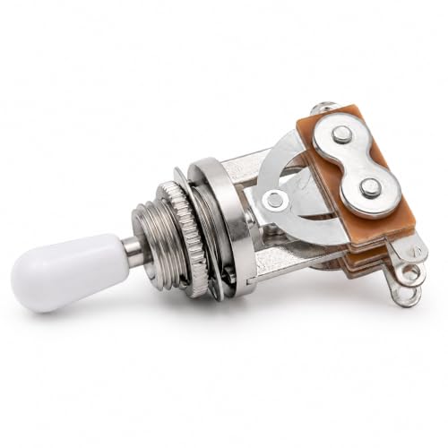 Xuxing 3 Way Short Straight Guitar Toggle Switch Pickup Selector with Tip Knob Caps Compatible with Gibson Toggle Les Paul Electric Guitars (Chrome) — view 4