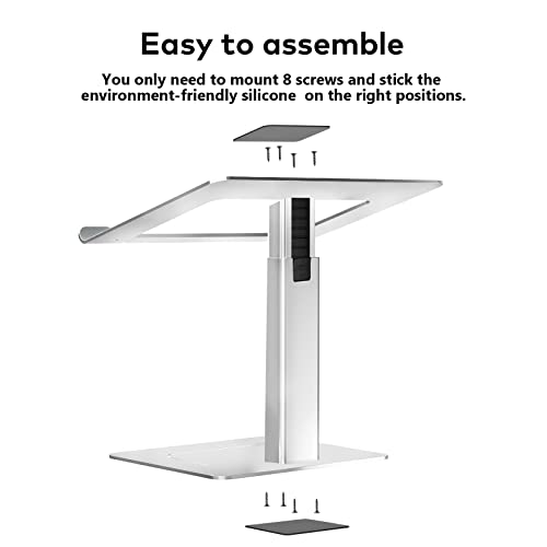 Vecofo Laptop Stand For Desk, Ergonomic Aluminum Laptop Stand Adjustable Height From 7-15", Sitting And Standing Laptop Riser For 10-17" Notebook (Silver) #TOP6